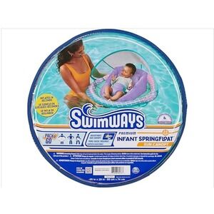 Swimways Baby Spring Float with Adjustable Canopy and UPF Sun Protection, Blue L